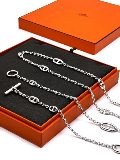 HERMES Farandole 豬鼻純銀長項鍊