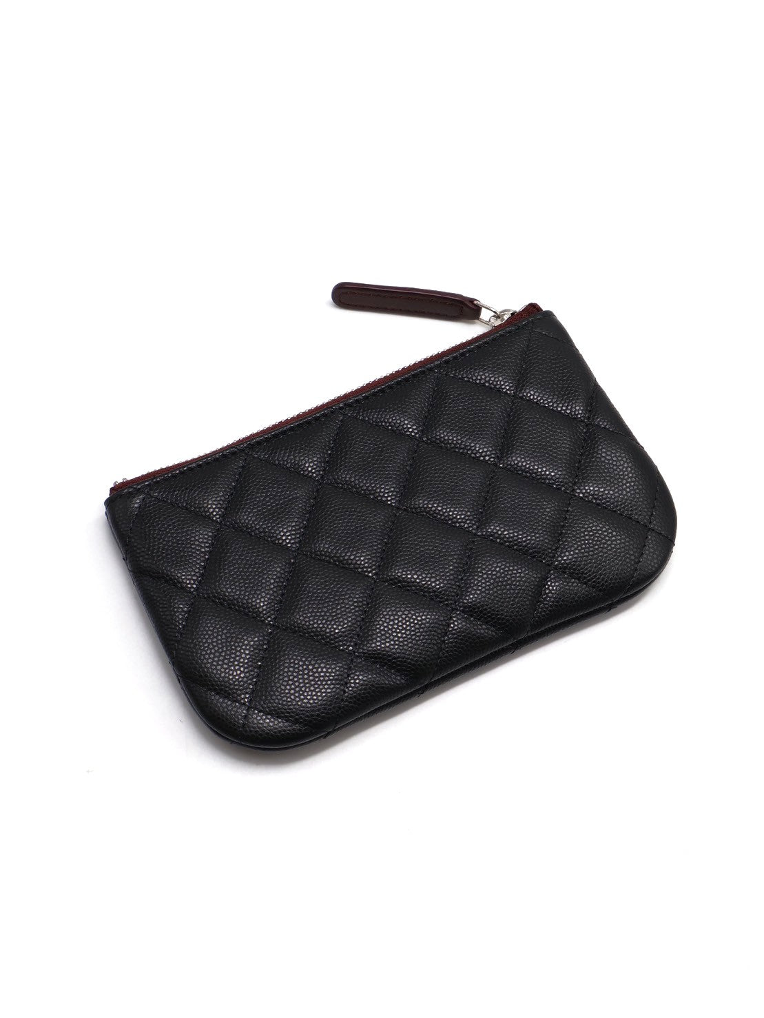 CHANEL 經典一字拉鍊零錢包 - 黑銀