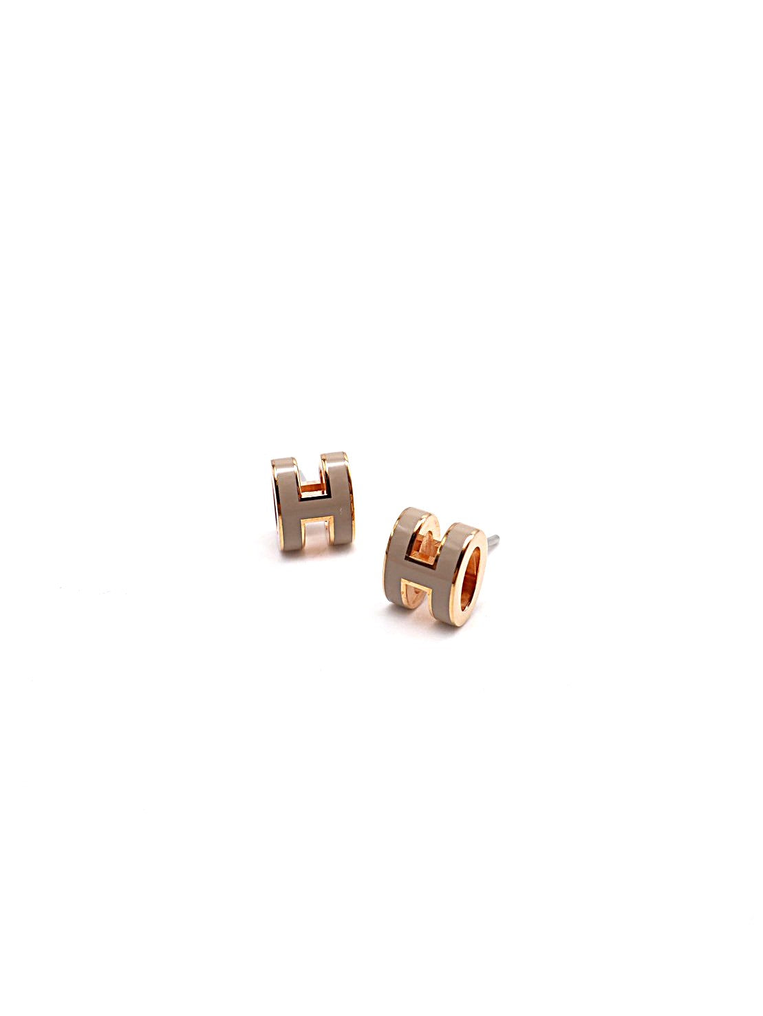 HERMES Mini Pop H耳環 - 奶茶玫瑰金