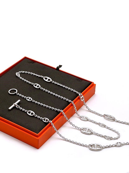 HERMES Farandole 豬鼻純銀長項鍊