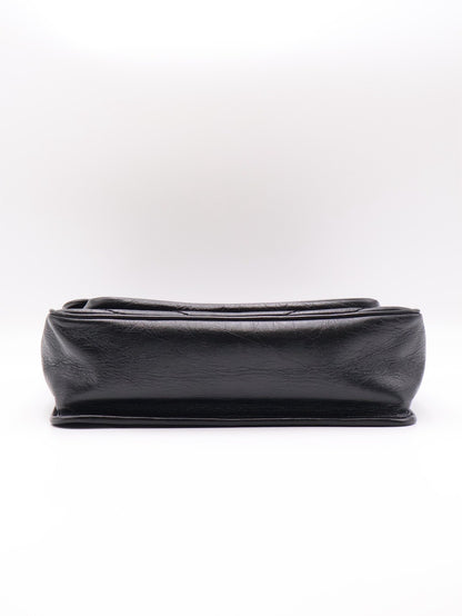 YSL Niki 小牛皮手袋 - 中號黑字銀鍊