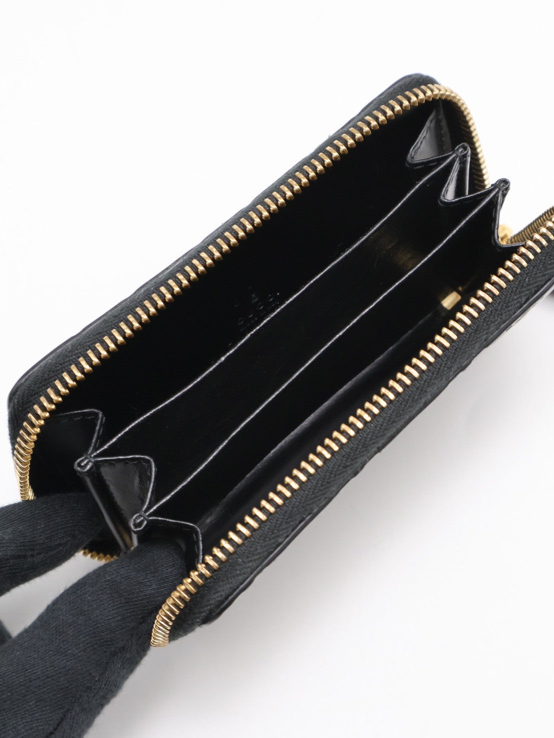 GUCCI 壓紋老花拉鍊卡包 - 黑