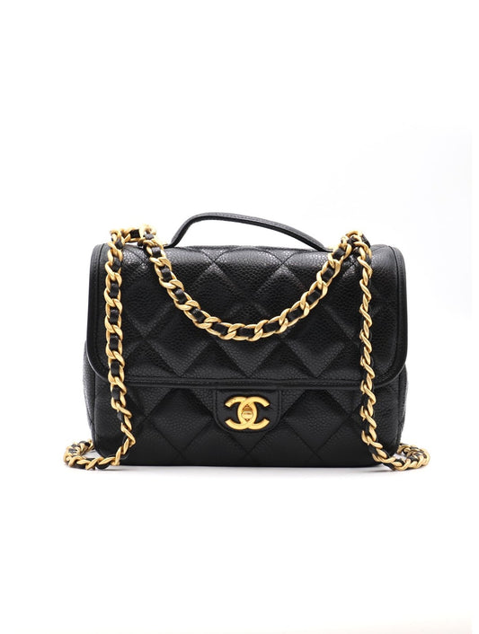 CHANEL 25A粒面牛皮後背包 - 黑金