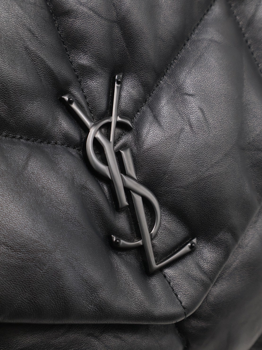 YSL Puffer小羊皮單肩包 - 中號so balck