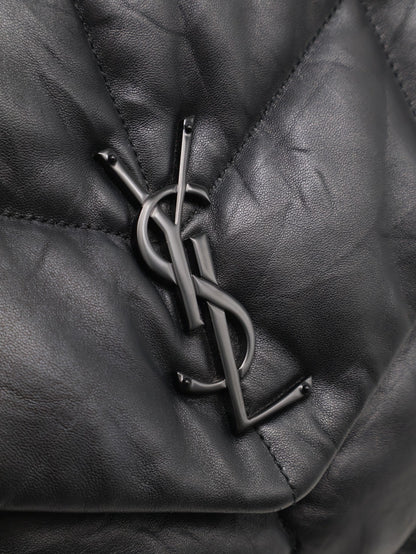 YSL Puffer小羊皮單肩包 - 中號so balck