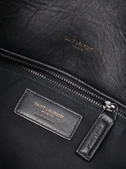 YSL Puffer小羊皮單肩包 - 中號so balck