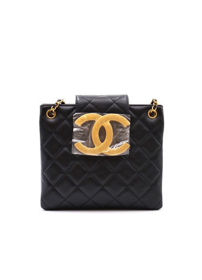 CHANEL 雙C釦羊皮單肩包 - 黑金