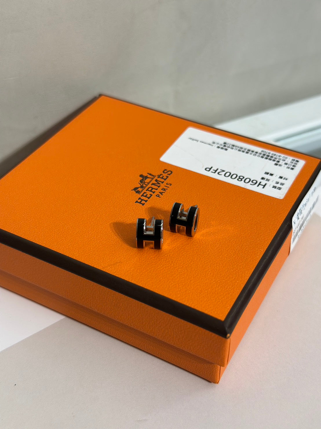 HERMES Mini Pop H耳環 - 黑銀