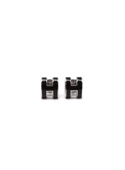 HERMES Mini Pop H耳環 - 黑銀