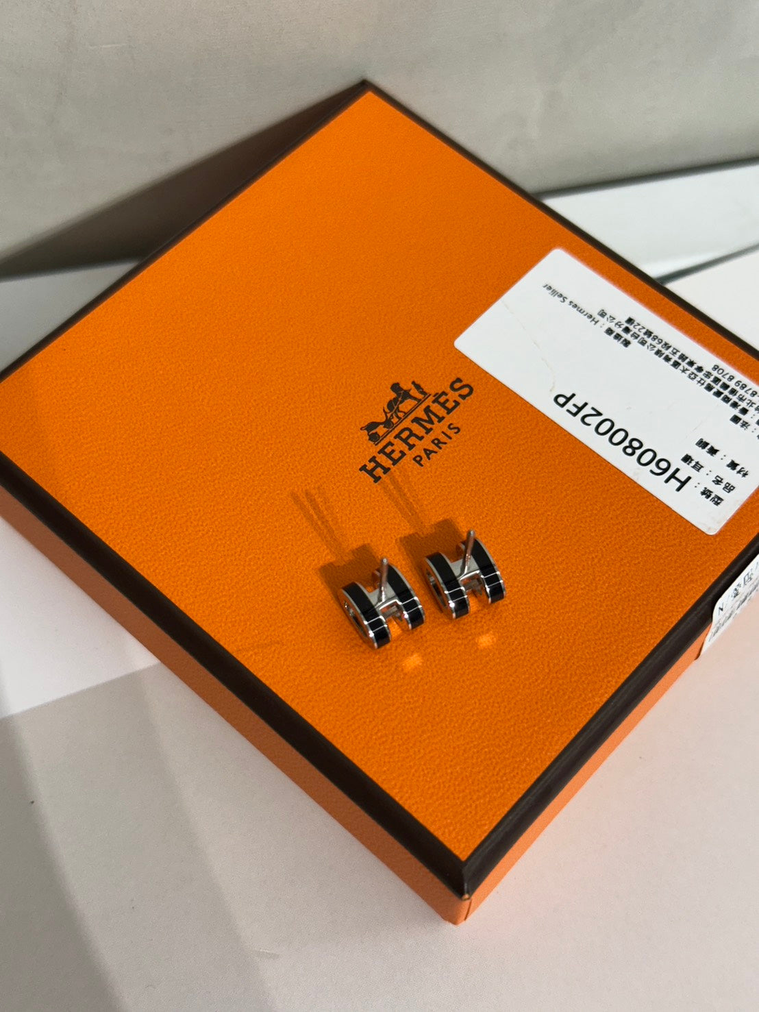 HERMES Mini Pop H耳環 - 黑銀