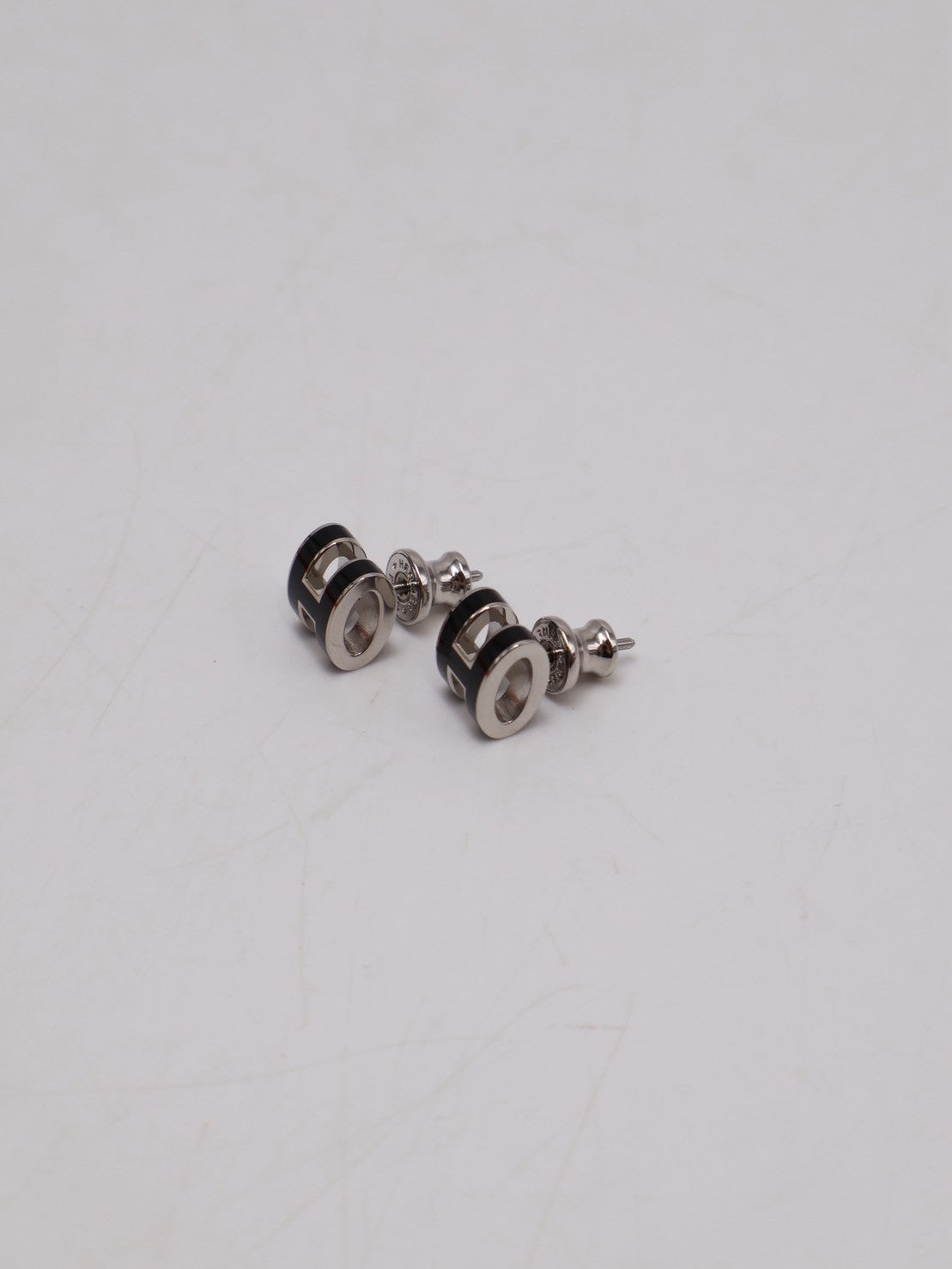 HERMES Mini Pop H耳環 - 黑銀