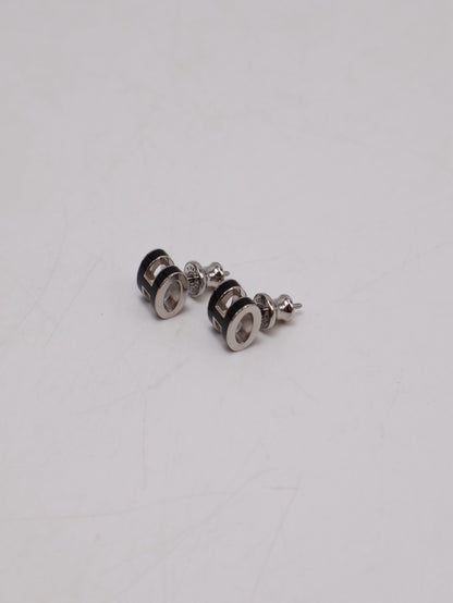HERMES Mini Pop H耳環 - 黑銀