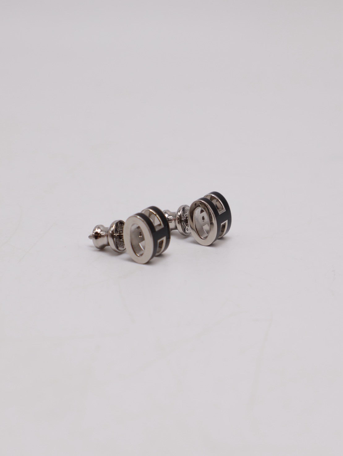 HERMES Mini Pop H耳環 - 黑銀