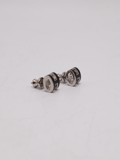HERMES Mini Pop H耳環 - 黑銀