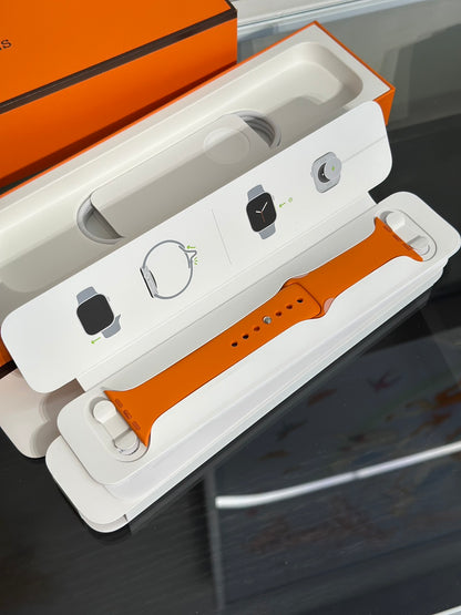 HERMES Apple Watch 11 - 46 鈦金屬+黑白編織錶帶
