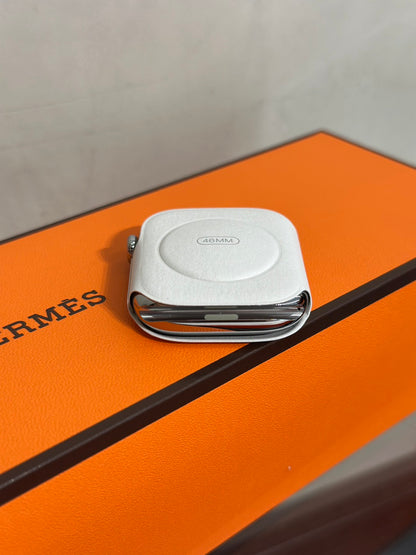 HERMES Apple Watch 11 - 46 鈦金屬+黑白編織錶帶