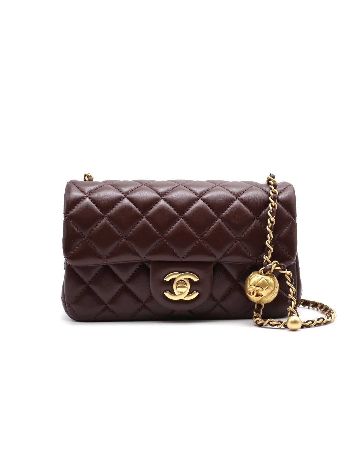 CHANEL 經典口蓋包 Mini CF20 - 金球深棕