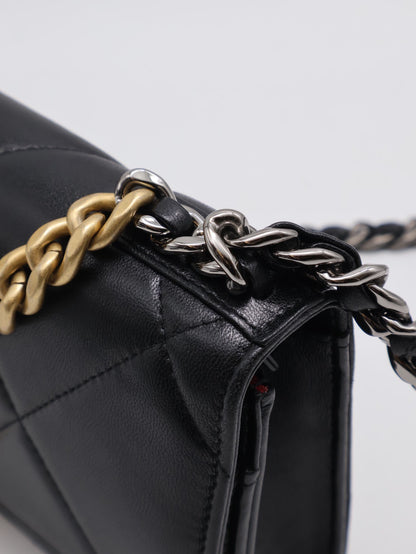 CHANEL 19 經典菱格紋雙色鍊WOC - 黑金