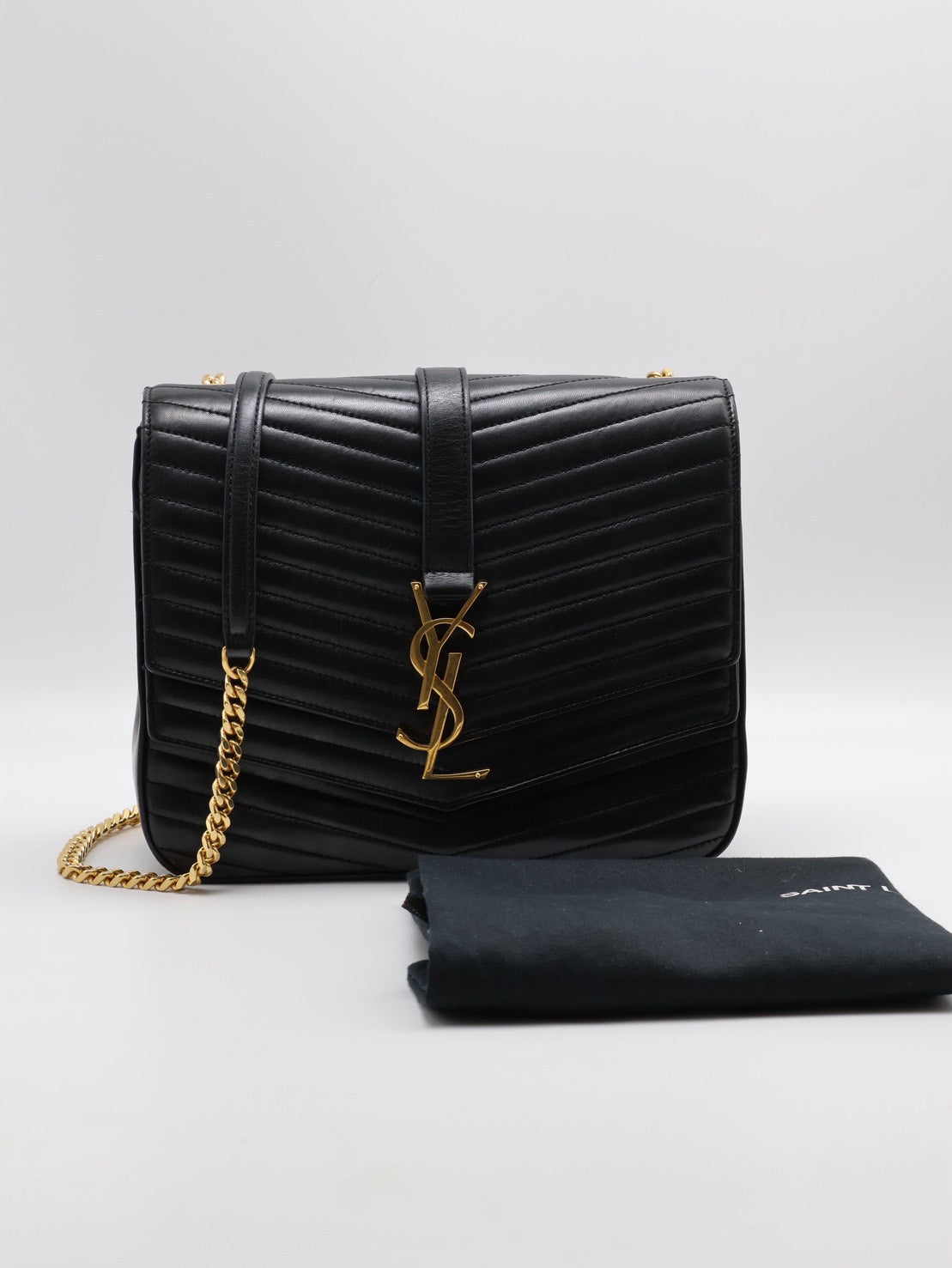 YSL Sulpice信封郵差包 - 中號黑金