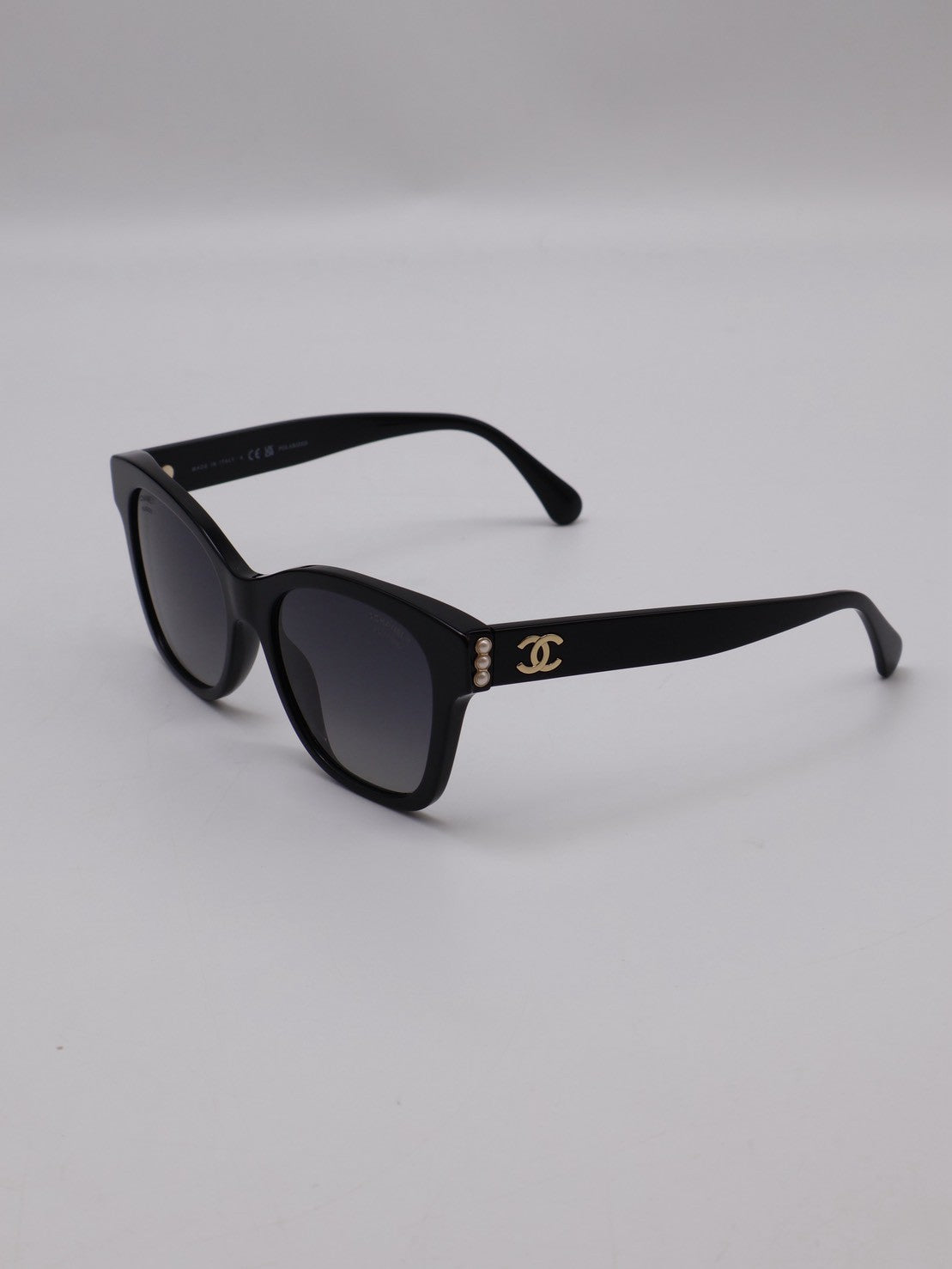 CHANEL 珍珠邊方框太陽眼鏡5482H - 黑