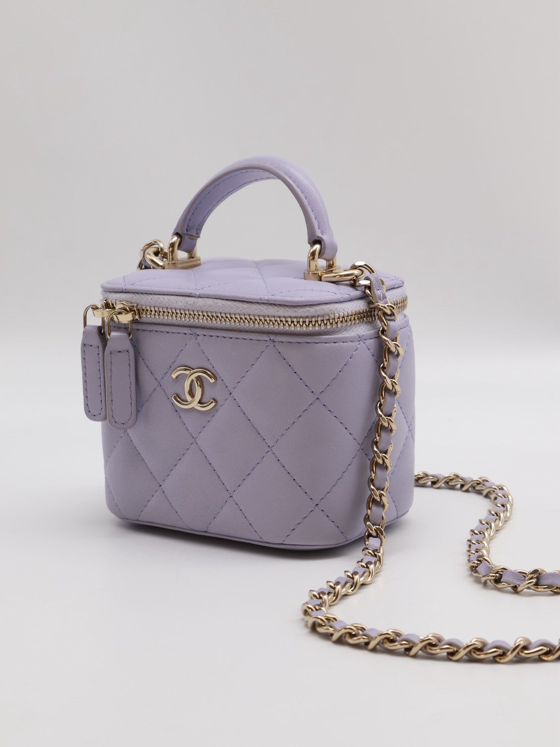 CHANEL 21K Mini handle小盒子 - 粉紫金31開