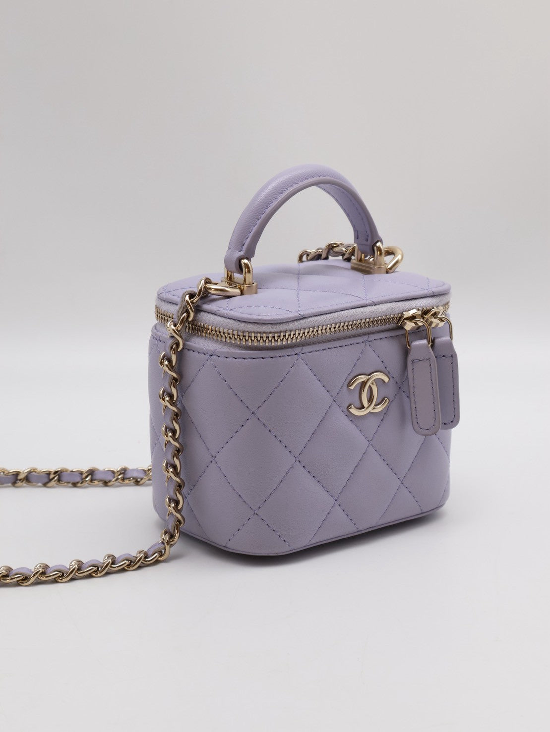 CHANEL 21K Mini handle小盒子 - 粉紫金31開