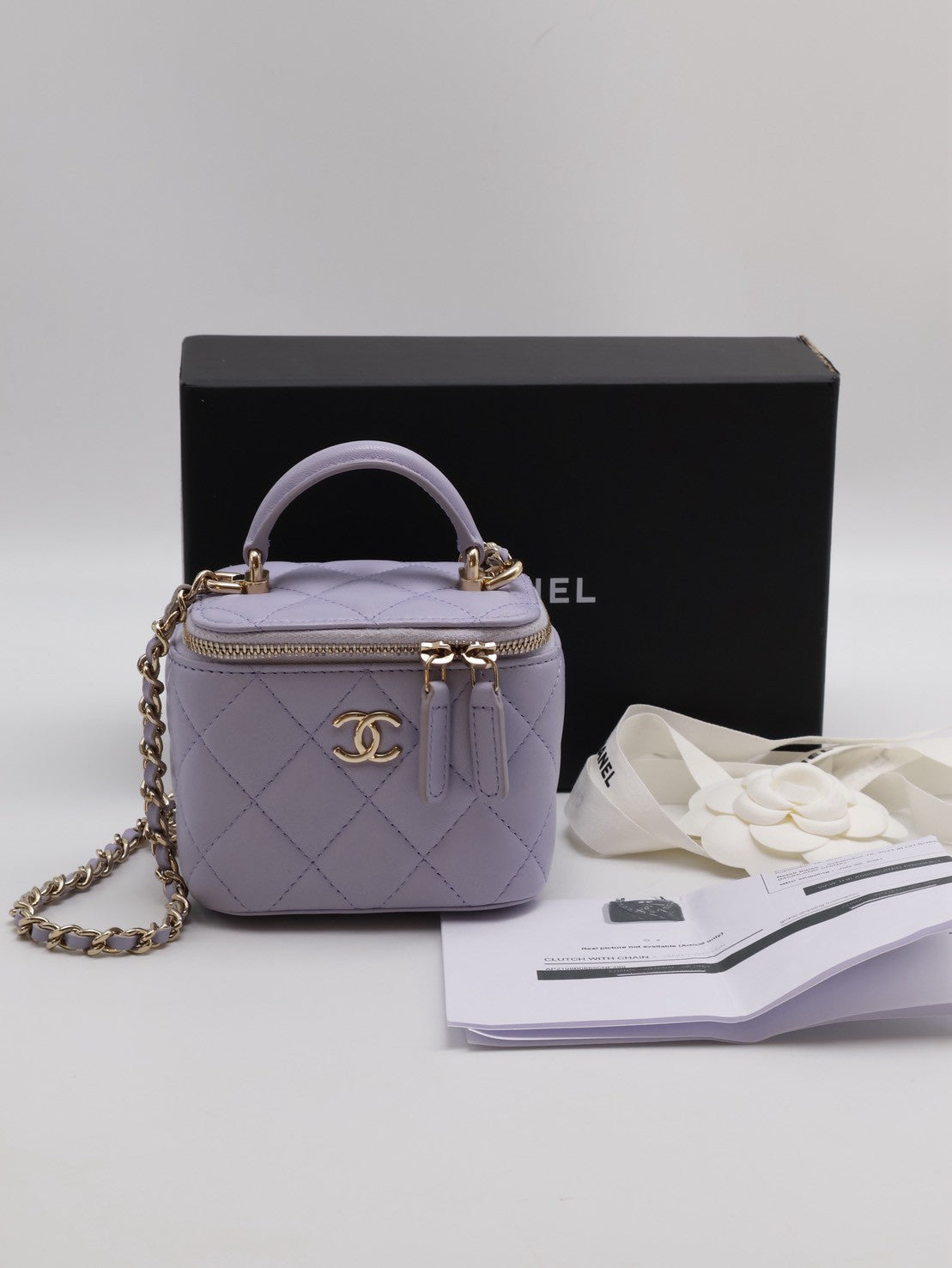 CHANEL 21K Mini handle小盒子 - 粉紫金31開
