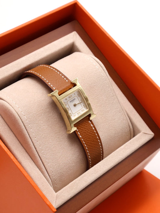 HERMES Heure H腕錶 - 金棕金 25