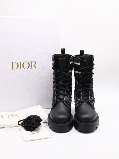 DIOR D- major粗低跟短靴 - 黑 36