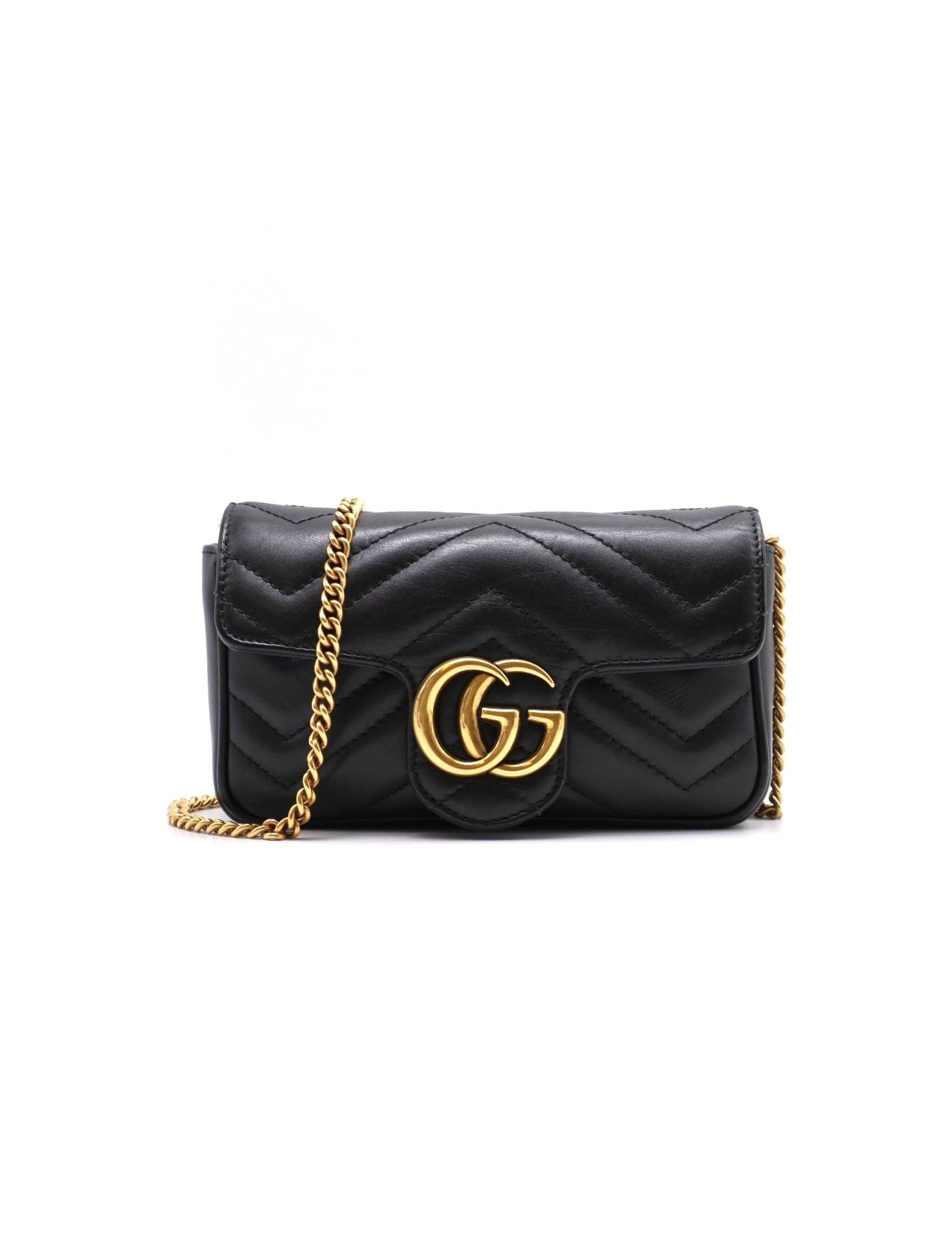 GUCCI Marmont Matelasse斜背包 - 16超迷你黑金