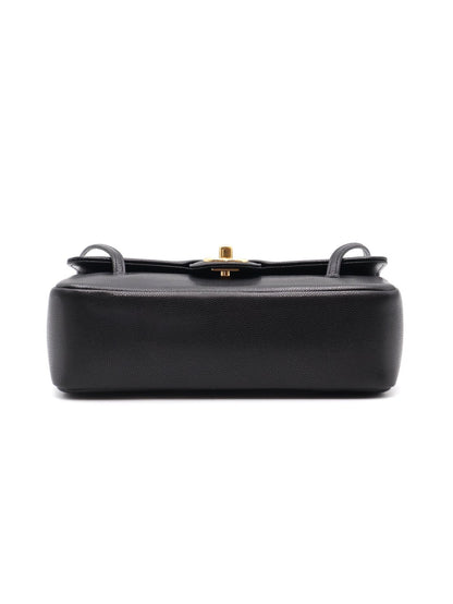 CHANEL 26P Preppy Coco粒面牛皮單肩包 - 小號黑金