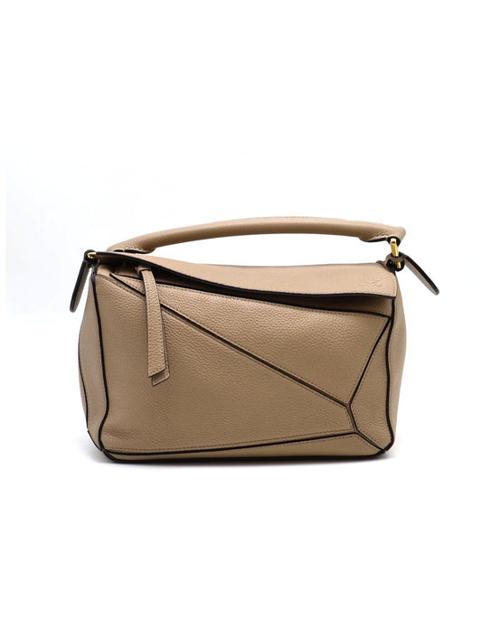 LOEWE Puzzle小牛皮手袋 - 小號沙色