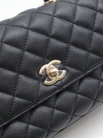 CHANEL Coco Handle皮穿鍊手柄 - 小號黑金