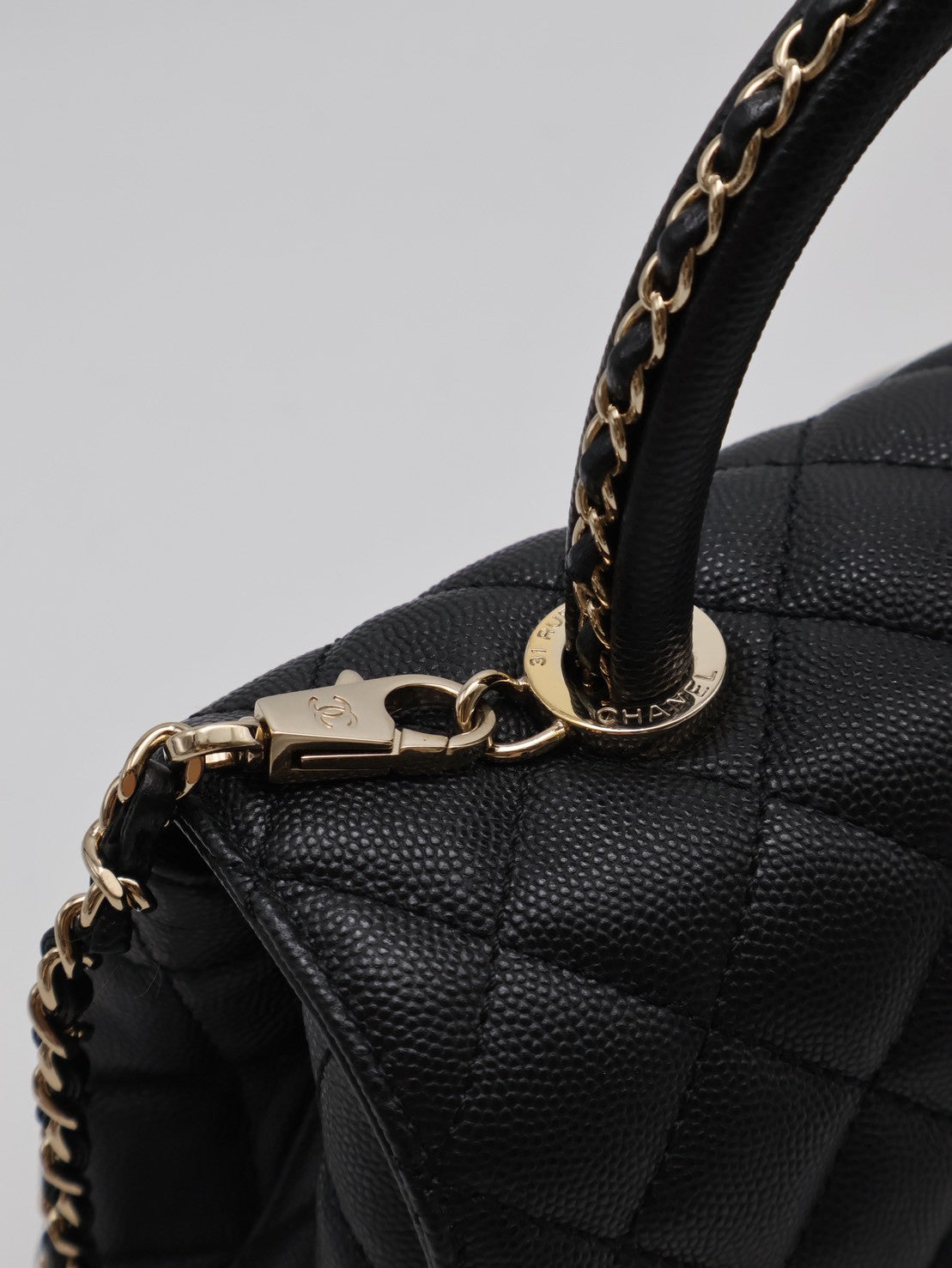 CHANEL Coco Handle皮穿鍊手柄 - 小號黑金