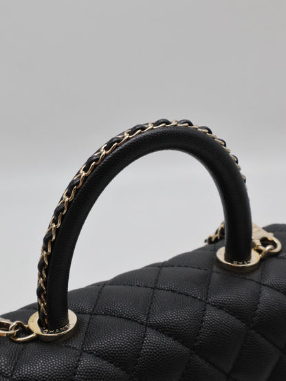 CHANEL Coco Handle皮穿鍊手柄 - 小號黑金