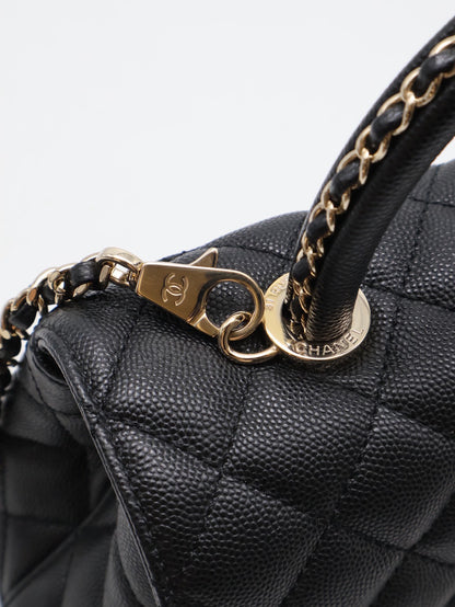 CHANEL Coco Handle皮穿鍊手柄 - 小號黑金