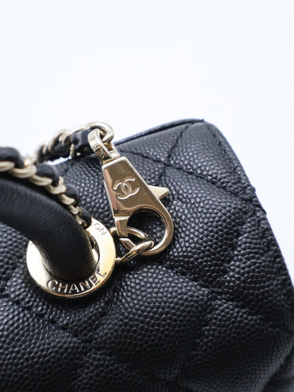 CHANEL Coco Handle皮穿鍊手柄 - 小號黑金