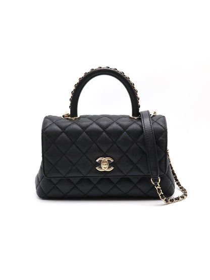 CHANEL Coco Handle皮穿鍊手柄 - 小號黑金