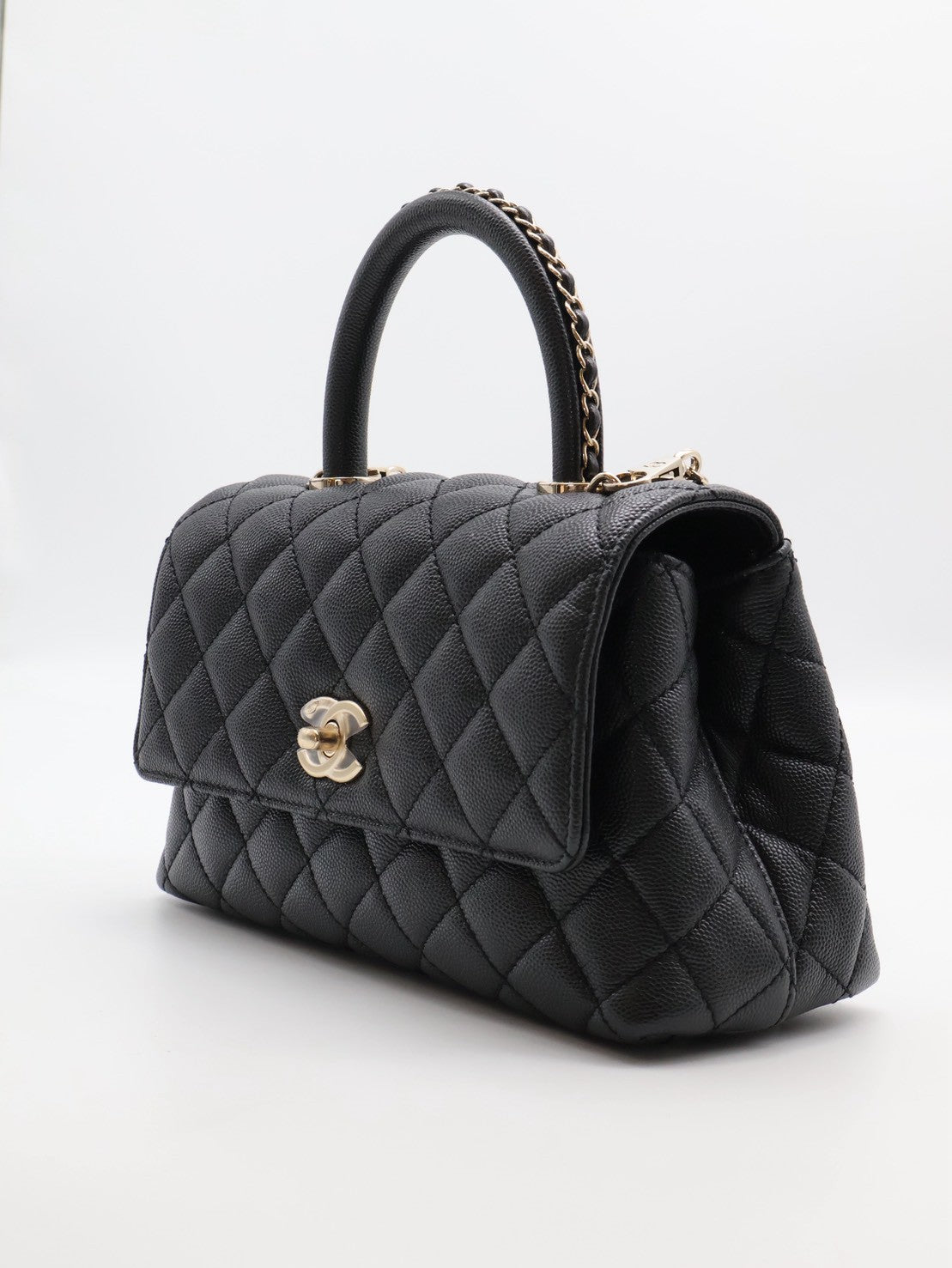 CHANEL Coco Handle皮穿鍊手柄 - 小號黑金