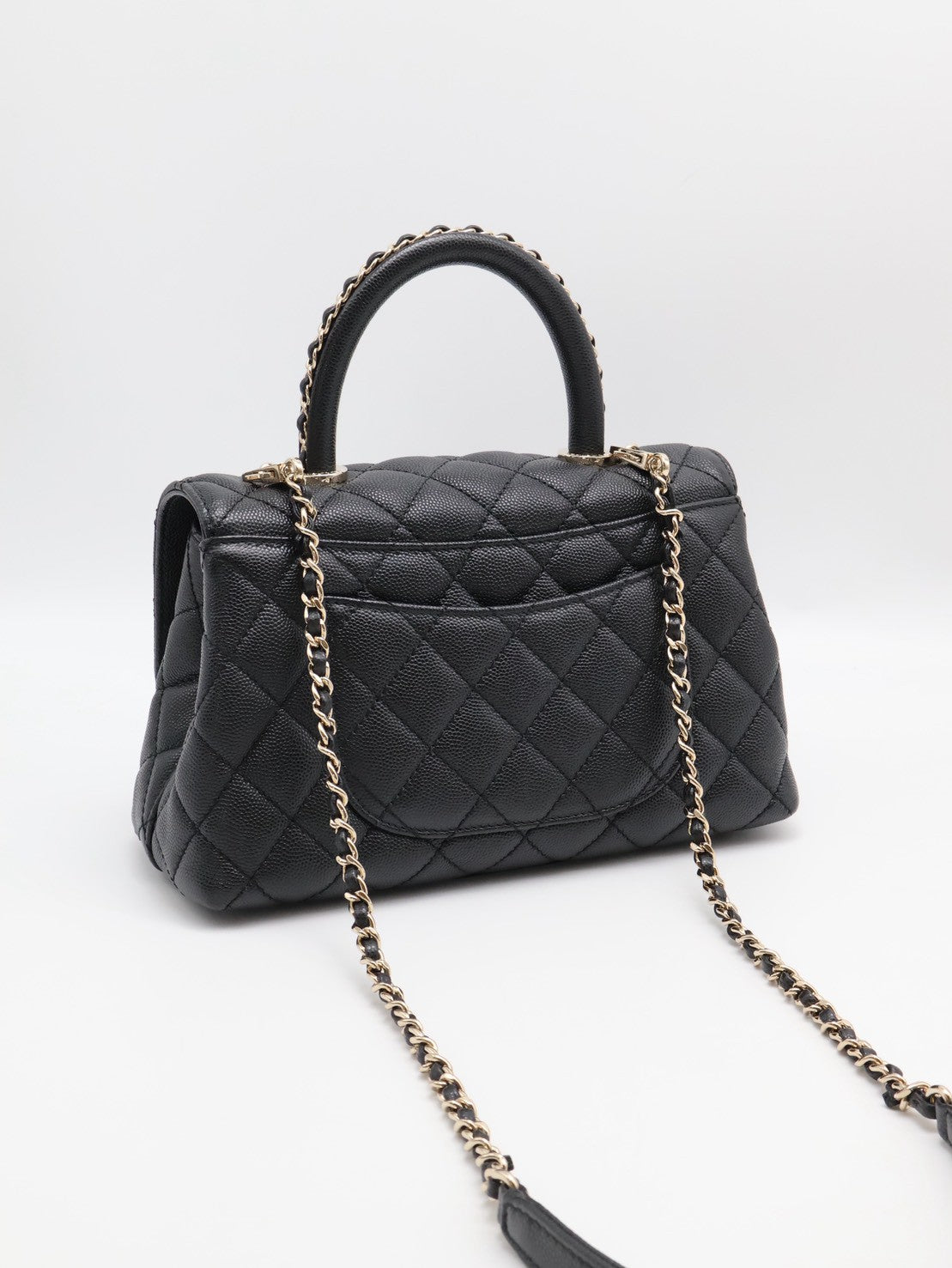 CHANEL Coco Handle皮穿鍊手柄 - 小號黑金