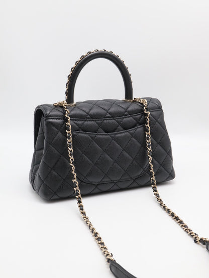 CHANEL Coco Handle皮穿鍊手柄 - 小號黑金