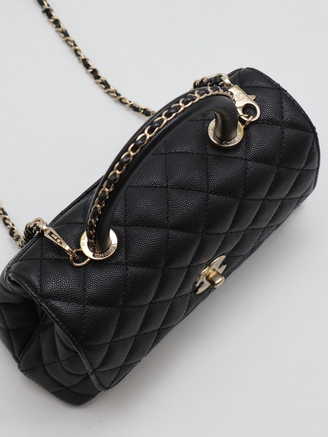 CHANEL Coco Handle皮穿鍊手柄 - 小號黑金