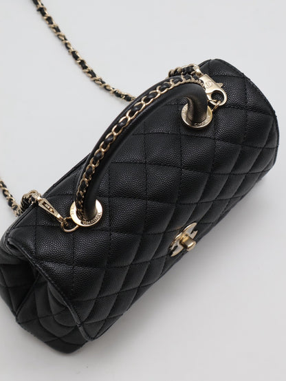 CHANEL Coco Handle皮穿鍊手柄 - 小號黑金