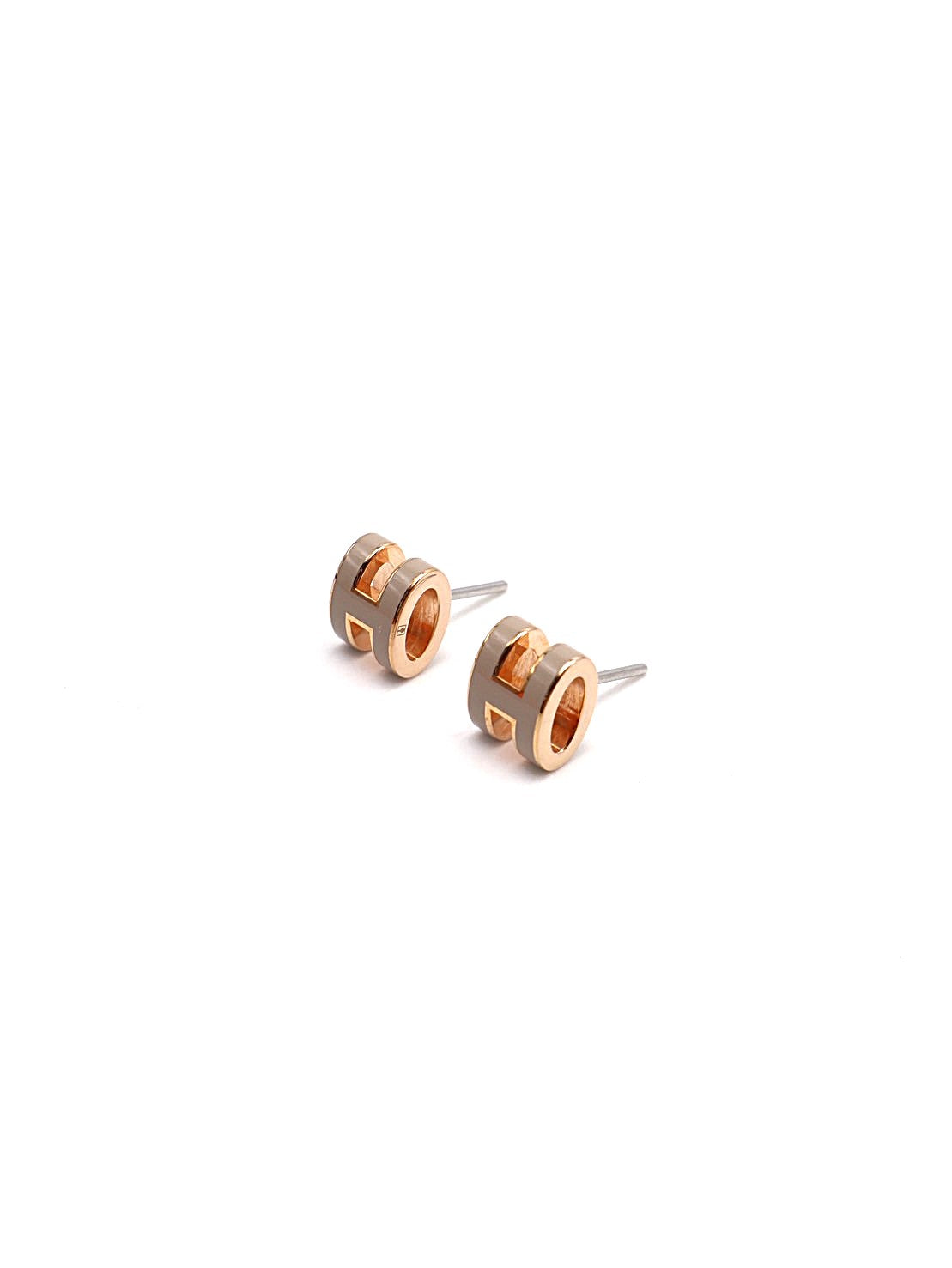HERMES Mini Pop H耳環 - 奶茶玫瑰金