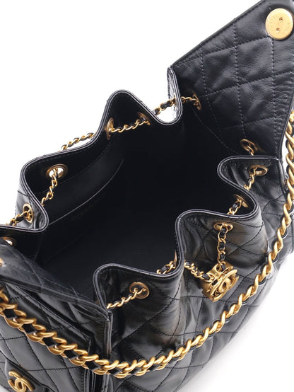 CHANEL 25 Hobo bag - 皺褶小牛皮小號黑金