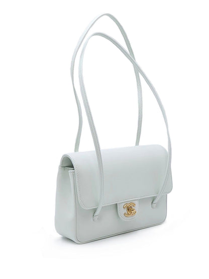 CHANEL 26P Preppy Coco粒面牛皮單肩包 - 小號淺藍