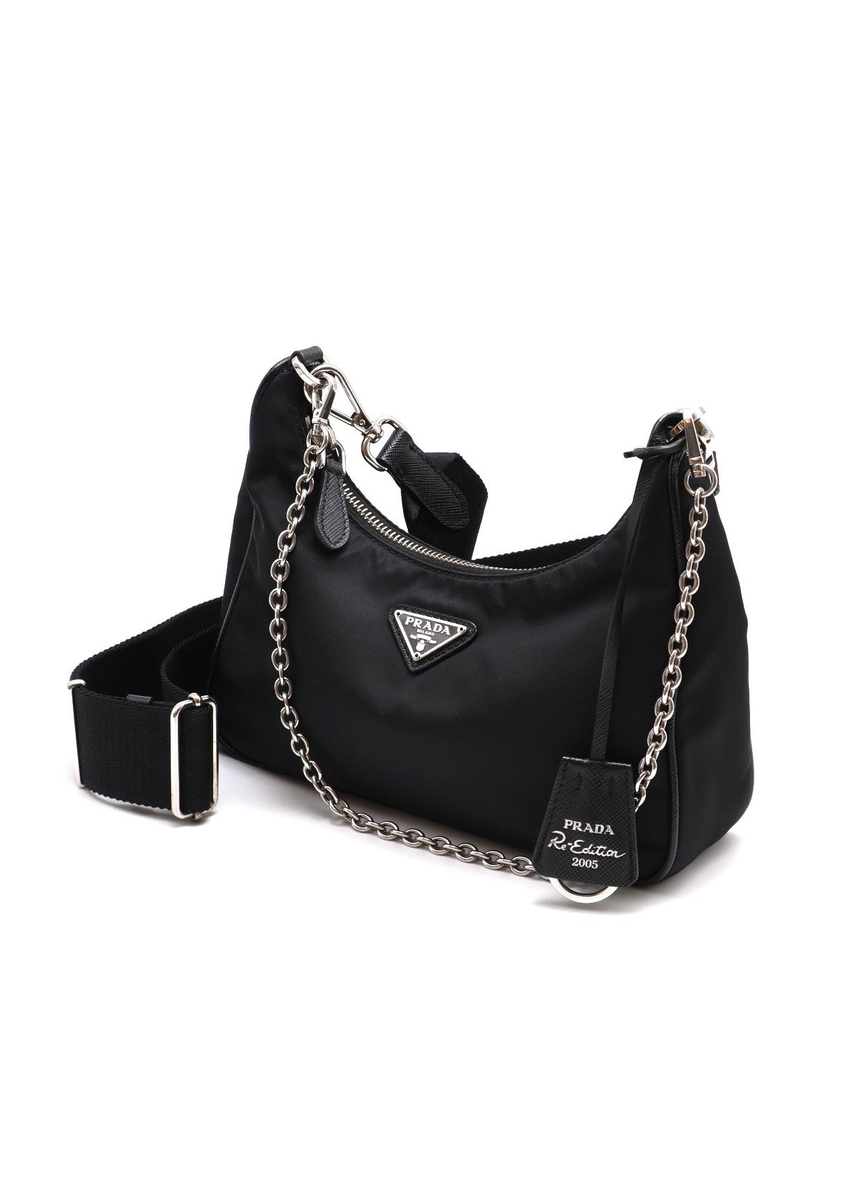 PRADA 經典三合一尼龍斜背包 - 黑銀