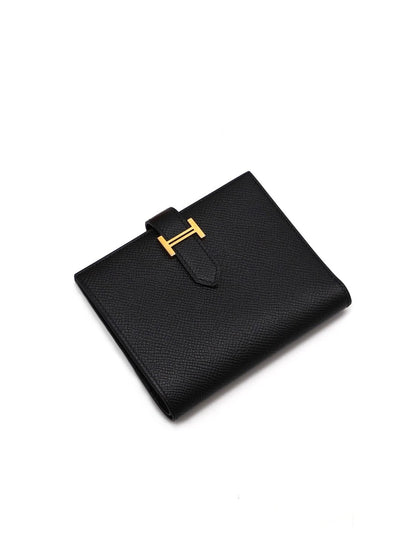 HERMES Bearn 短夾 - 黑金 D