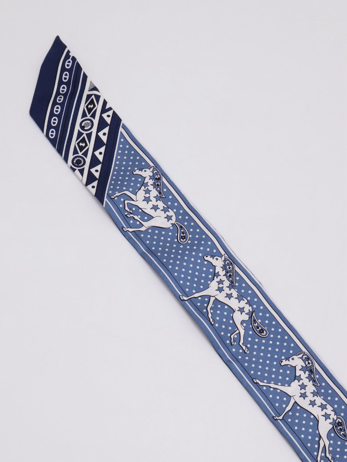 HERMES Cheval de Coeur Bandana愛心駿馬Twilly - 藍