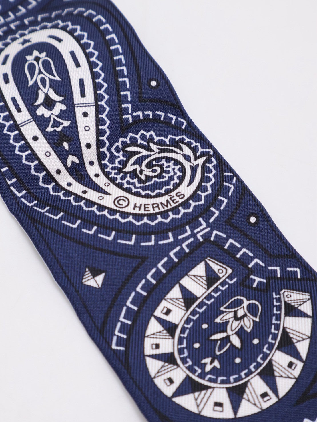 HERMES Cheval de Coeur Bandana愛心駿馬Twilly - 藍